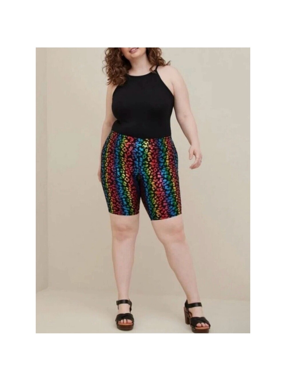 Torrid Rainbow Leopard Print High Rise Bike Shorts 2X